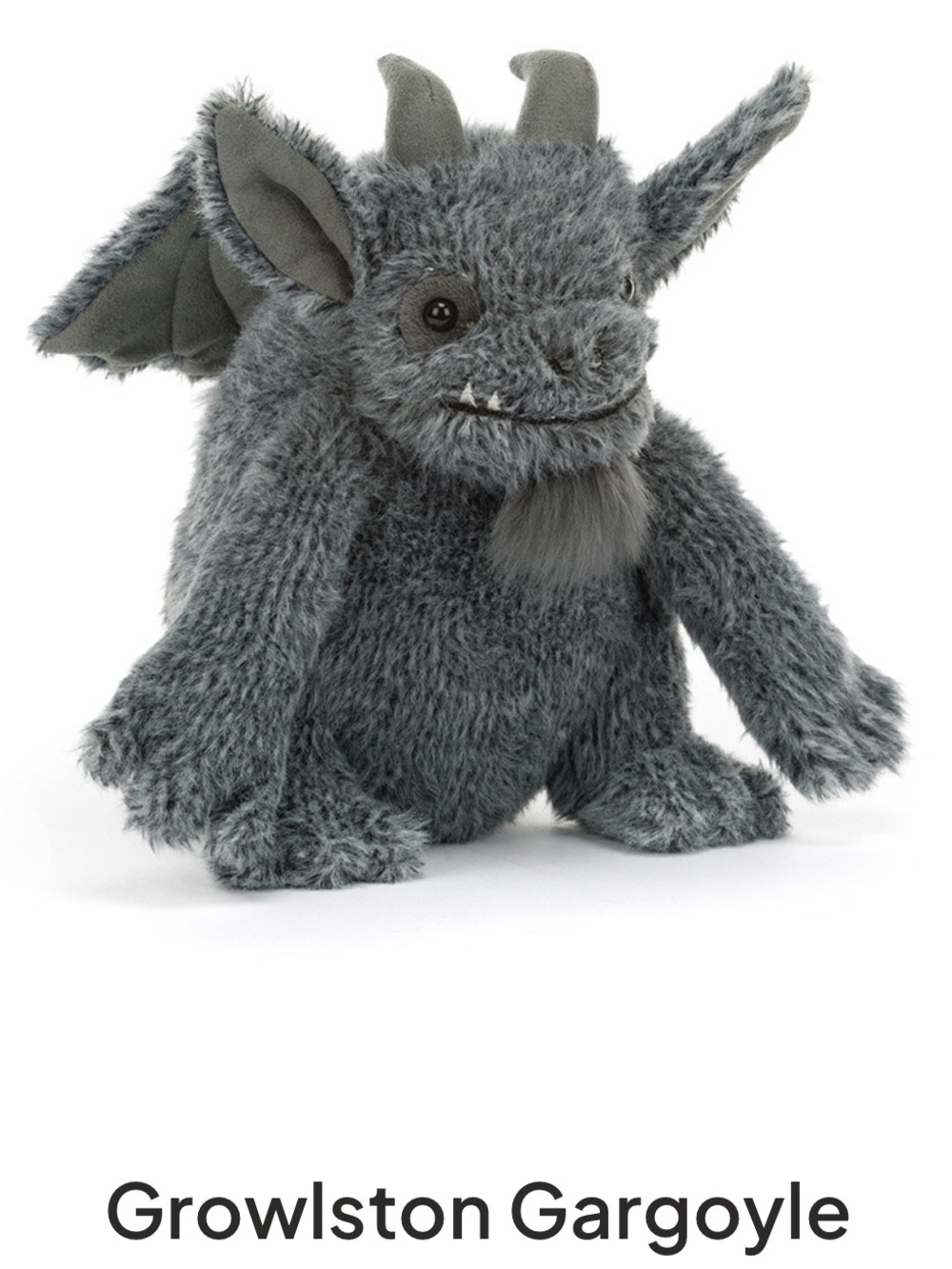 Jellycat Gray Growlston Gargoyle Fluffy Bat Dragon Plush NWT